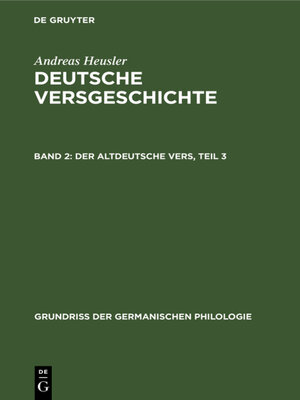 cover image of Der altdeutsche Vers, Teil 3